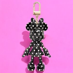 NEW Disney Polka Dot Minnie Mouse Bag Charm Keychain 3.25"x1.75 Licensed Product